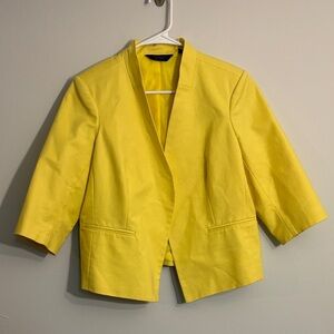 Yellow Women's Jacket 14 petite 3/4 sleeve one front blazer